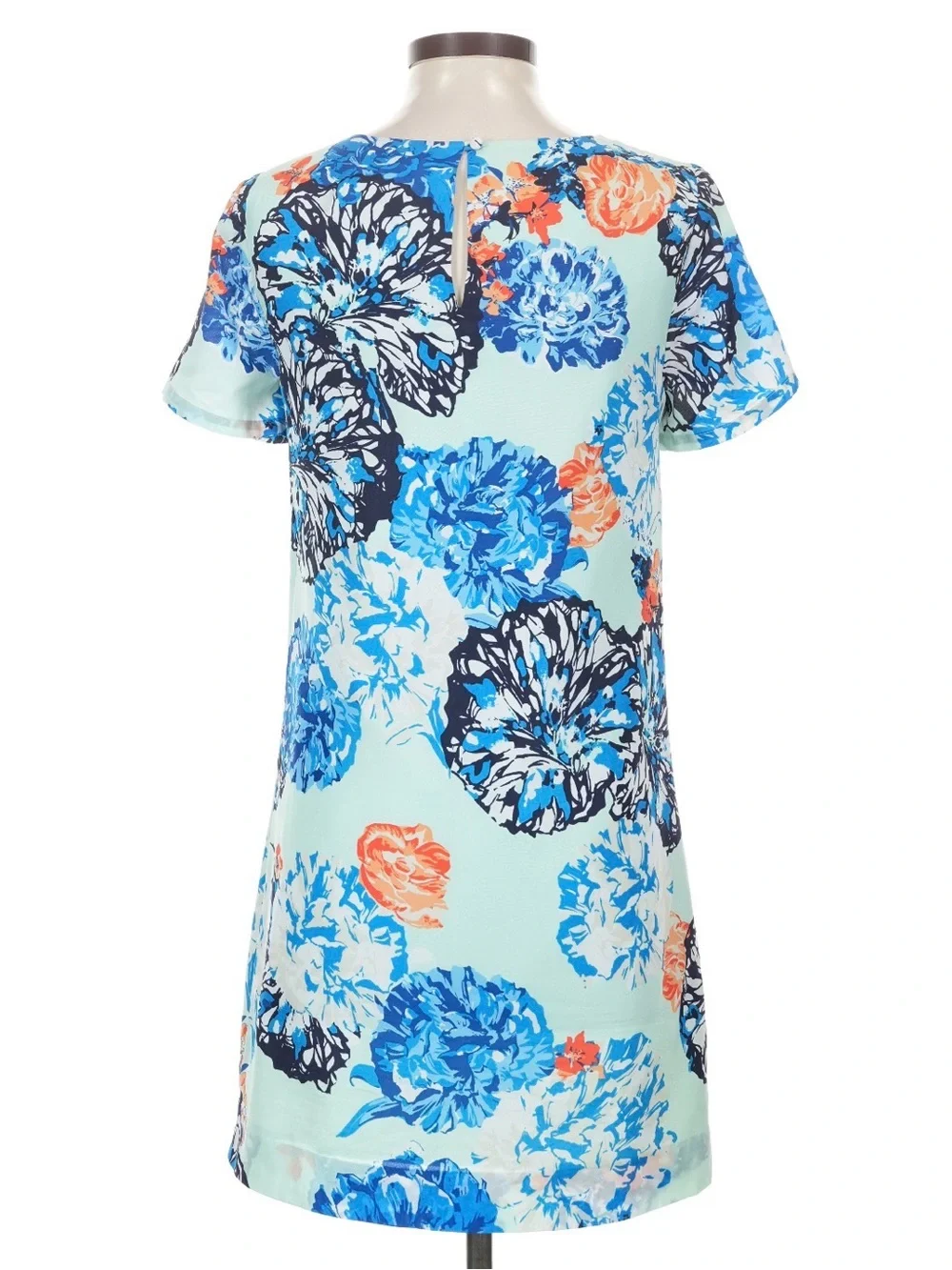 J. Crew Floral Mint Shift Dress Top - Blue & Coral Print Sz 2